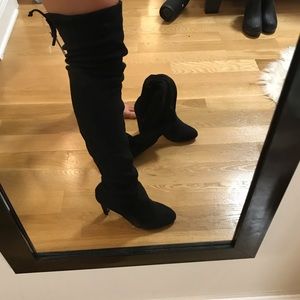 NWT heeled over the knee black boots